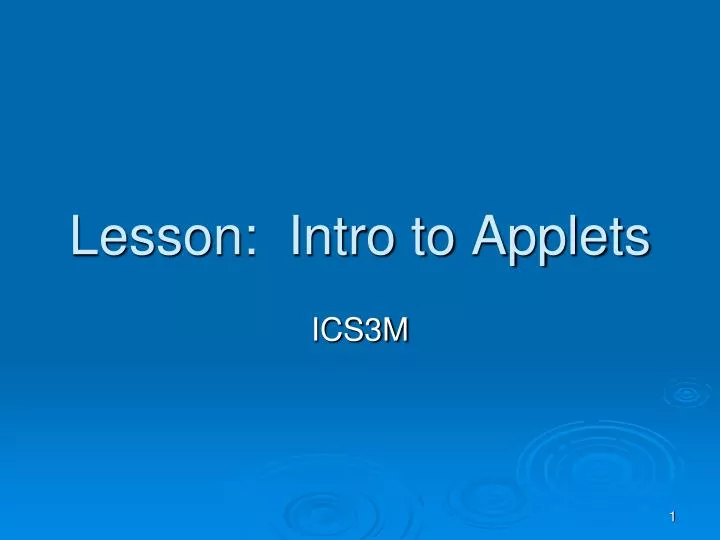 lesson intro to applets