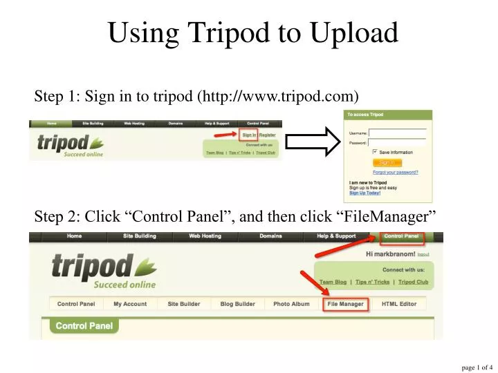using tripod to upload