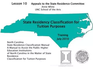 State Residency Classification for Tuition Purposes Training 		 July 2010