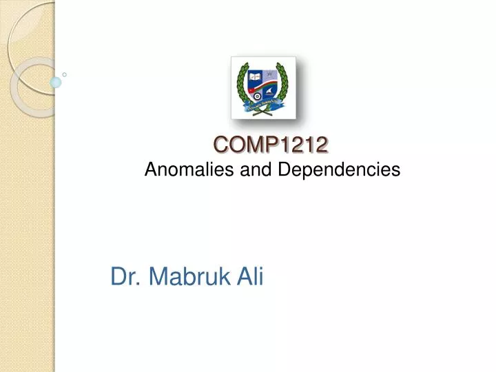comp1212 anomalies and dependencies