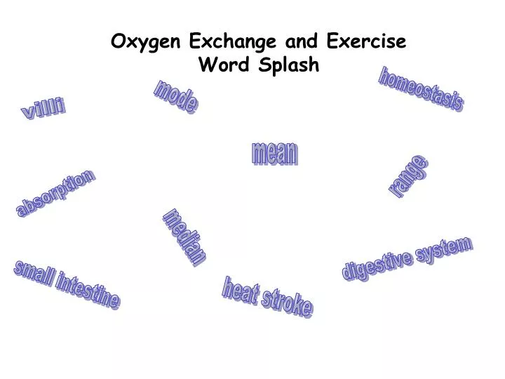 oxygen exchange and exercise word splash