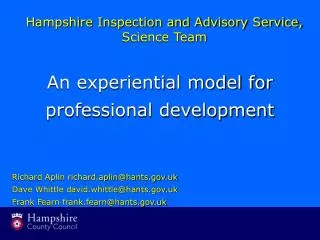 Hampshire Inspection and Advisory Service, Science Team