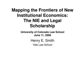 Henry E. Smith Yale Law School