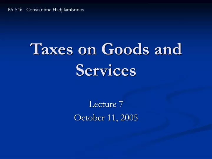 taxes on goods and services