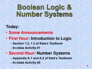 Boolean Logic &amp; Number Systems
