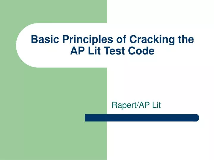 basic principles of cracking the ap lit test code