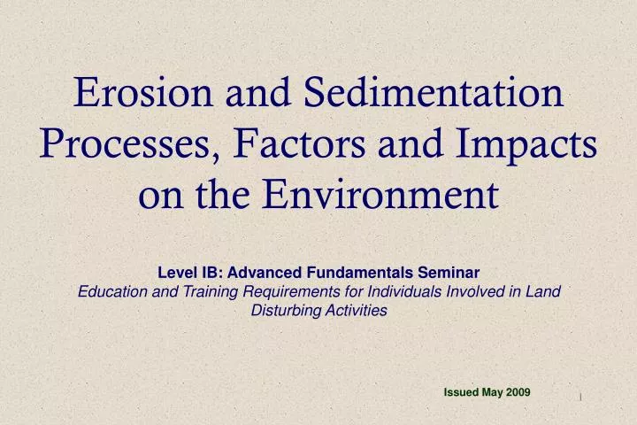 erosion and sedimentation processes factors and impacts on the environment