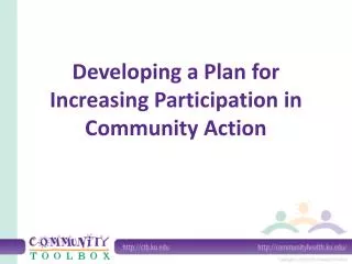Developing a Plan for Increasing Participation in Community Action