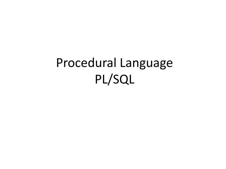 procedural language pl sql