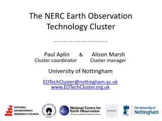 The NERC Earth Observation Technology Cluster