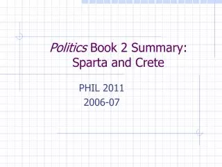 Politics Book 2 Summary: Sparta and Crete