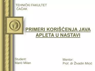 primeri kori enja java apleta u nastavi