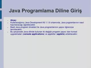 java programlama diline giri