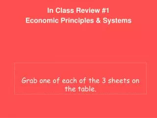 In Class Review #1 Economic Principles &amp; Systems