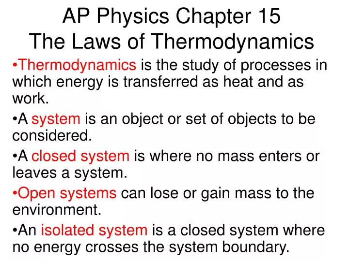 ap physics chapter 15 the laws of thermodynamics