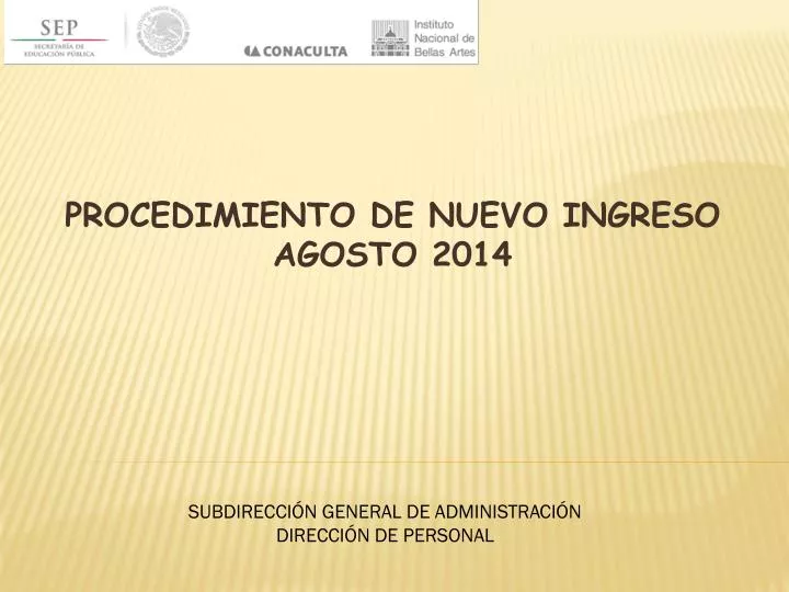 procedimiento de nuevo ingreso agosto 2014