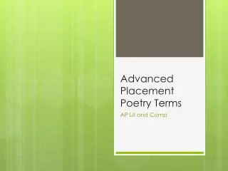 Advanced Placement Poetry Terms