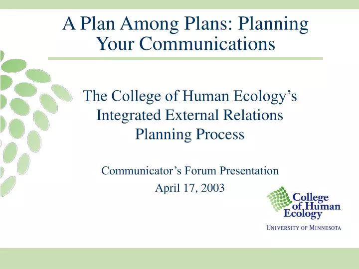 a plan among plans planning your communications