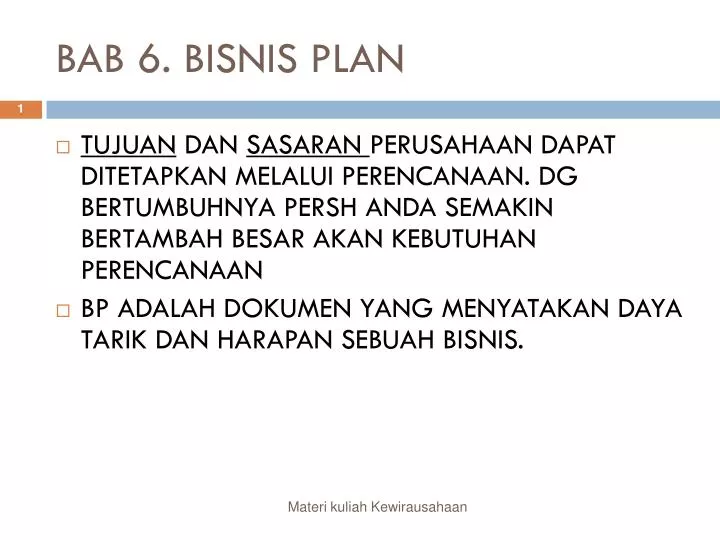 bab 6 bisnis plan