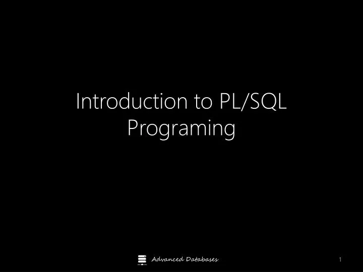 introduction to pl sql programing