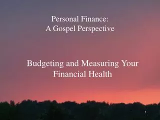 Personal Finance: A Gospel Perspective