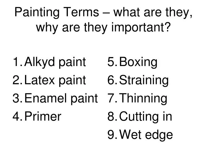painting terms what are they why are they important