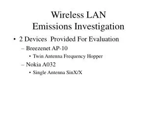 Wireless LAN Emissions Investigation