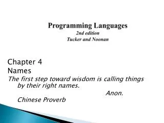 Programming Languages 2nd edition Tucker and Noonan