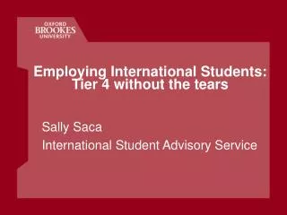 Employing International Students: Tier 4 without the tears