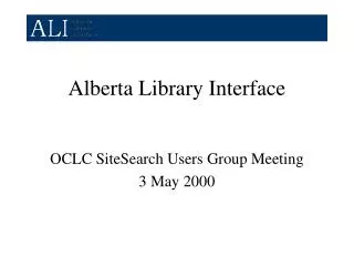 Alberta Library Interface
