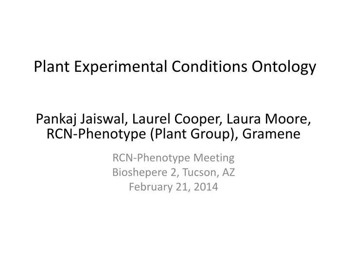 plant experimental conditions ontology