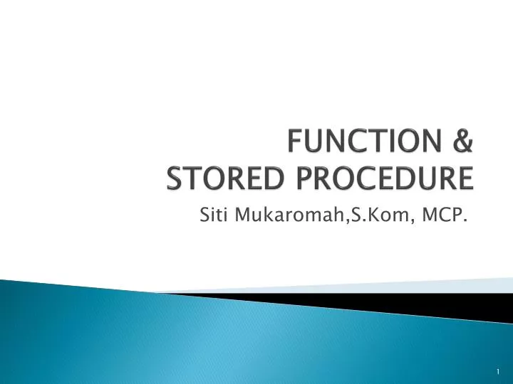 function stored procedure