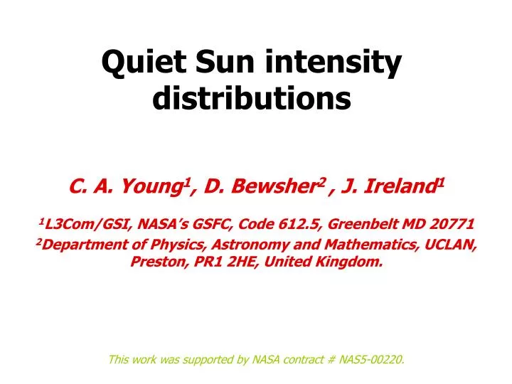 quiet sun intensity distributions