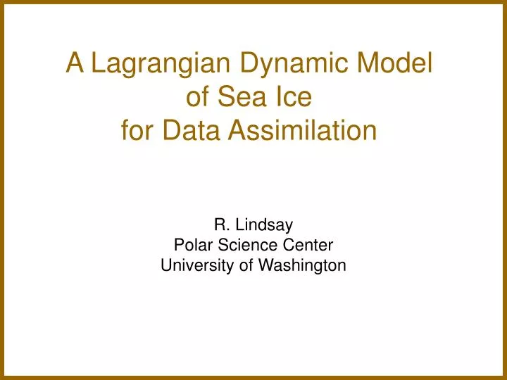 a lagrangian dynamic model of sea ice for data assimilation