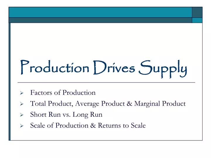 production drives supply
