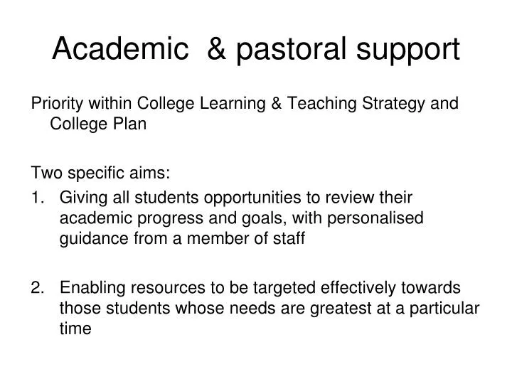academic pastoral support