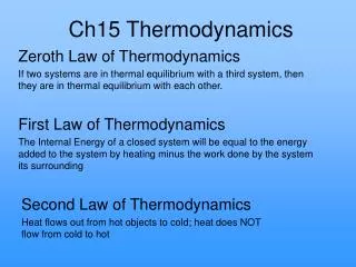 Ch15 Thermodynamics