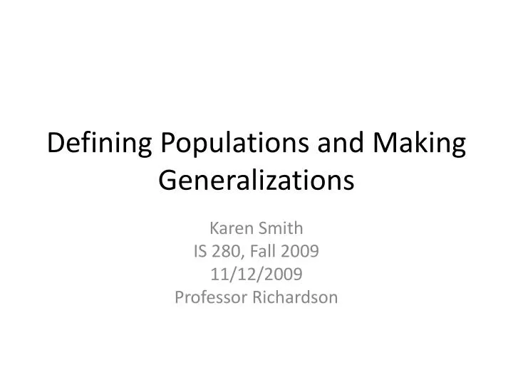 defining populations and making generalizations