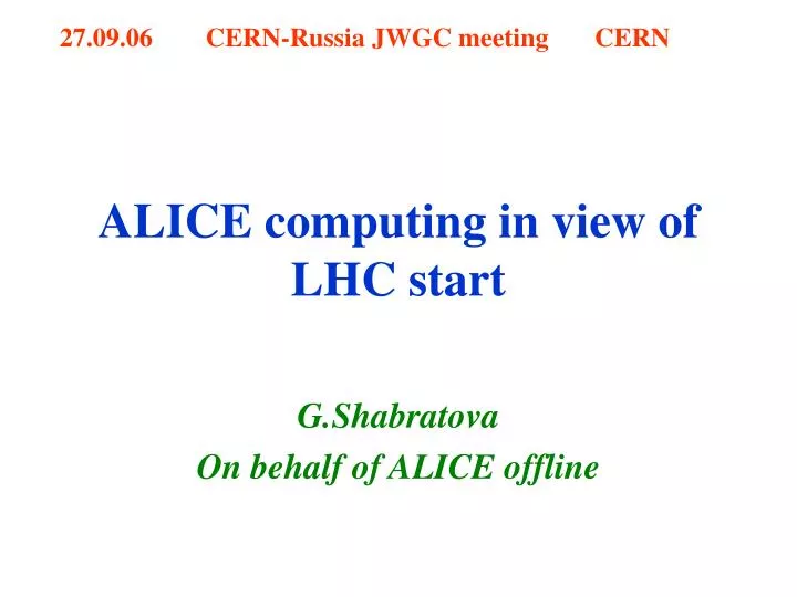 alice computing in view of lhc start