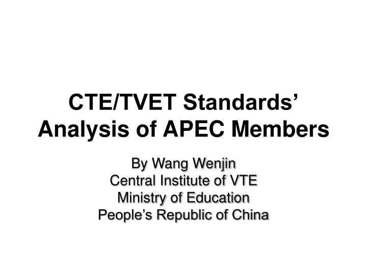 cte tvet standards analysis of apec members