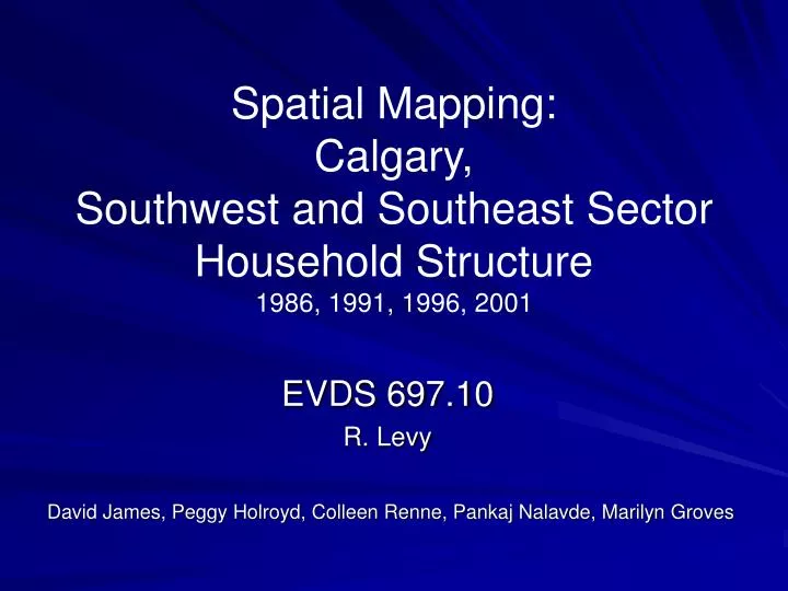 spatial mapping calgary southwest and southeast sector household structure 1986 1991 1996 2001
