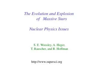 The Evolution and Explosion of Massive Stars Nuclear Physics Issues