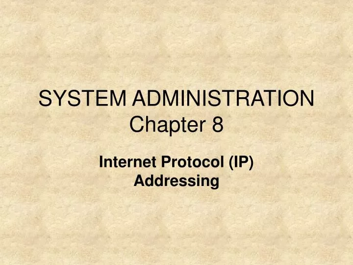 system administration chapter 8