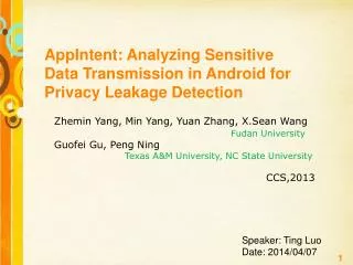 AppIntent: Analyzing Sensitive Data Transmission in Android for Privacy Leakage Detection