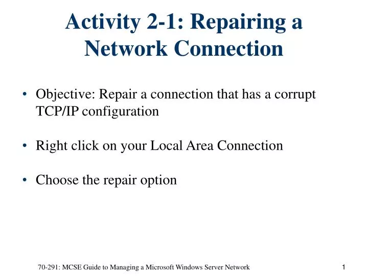 activity 2 1 repairing a network connection