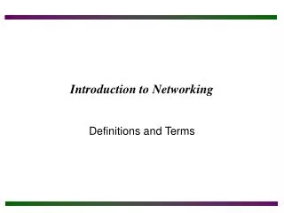 Introduction to Networking