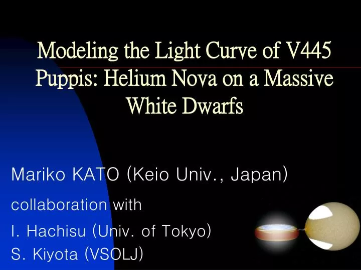 modeling the light curve of v445 puppis helium nova on a massive white dwarfs