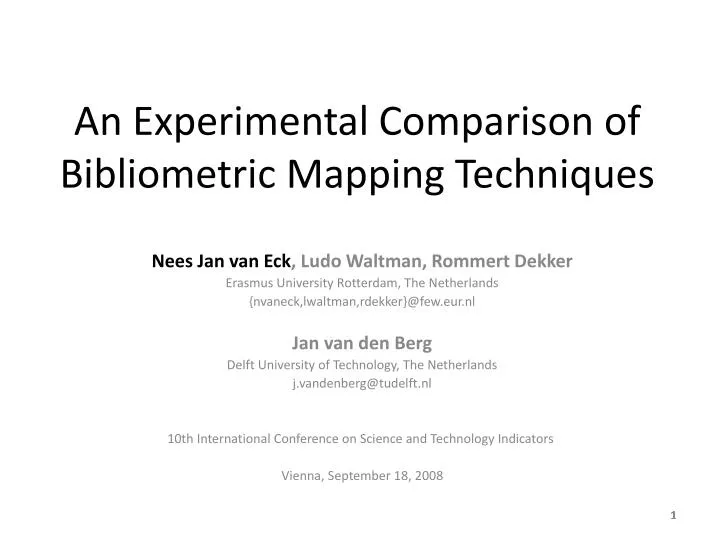 an experimental comparison of bibliometric mapping techniques