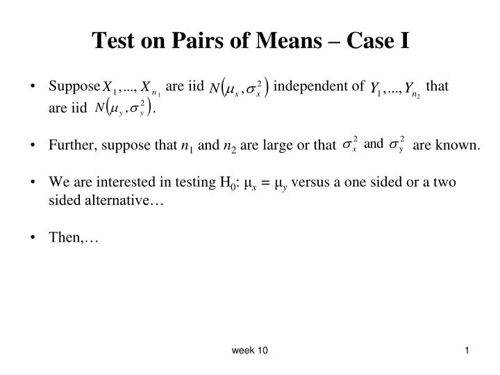 test on pairs of means case i