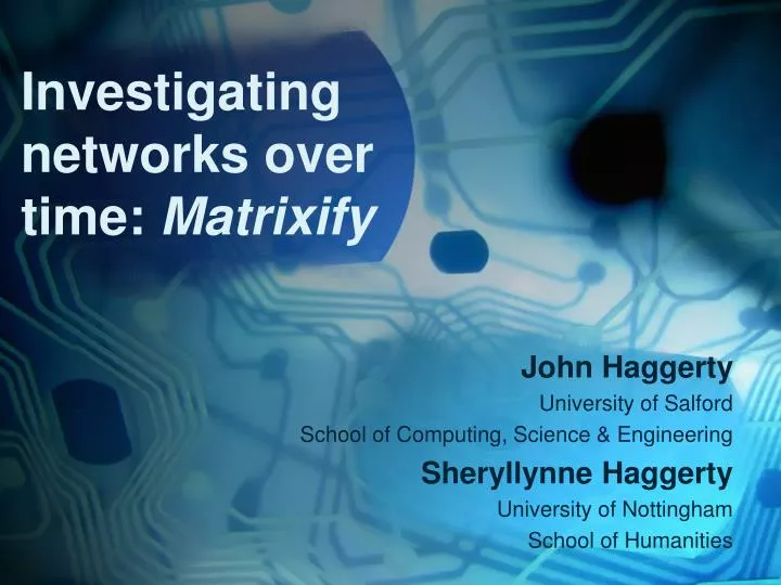 investigating networks over time matrixify